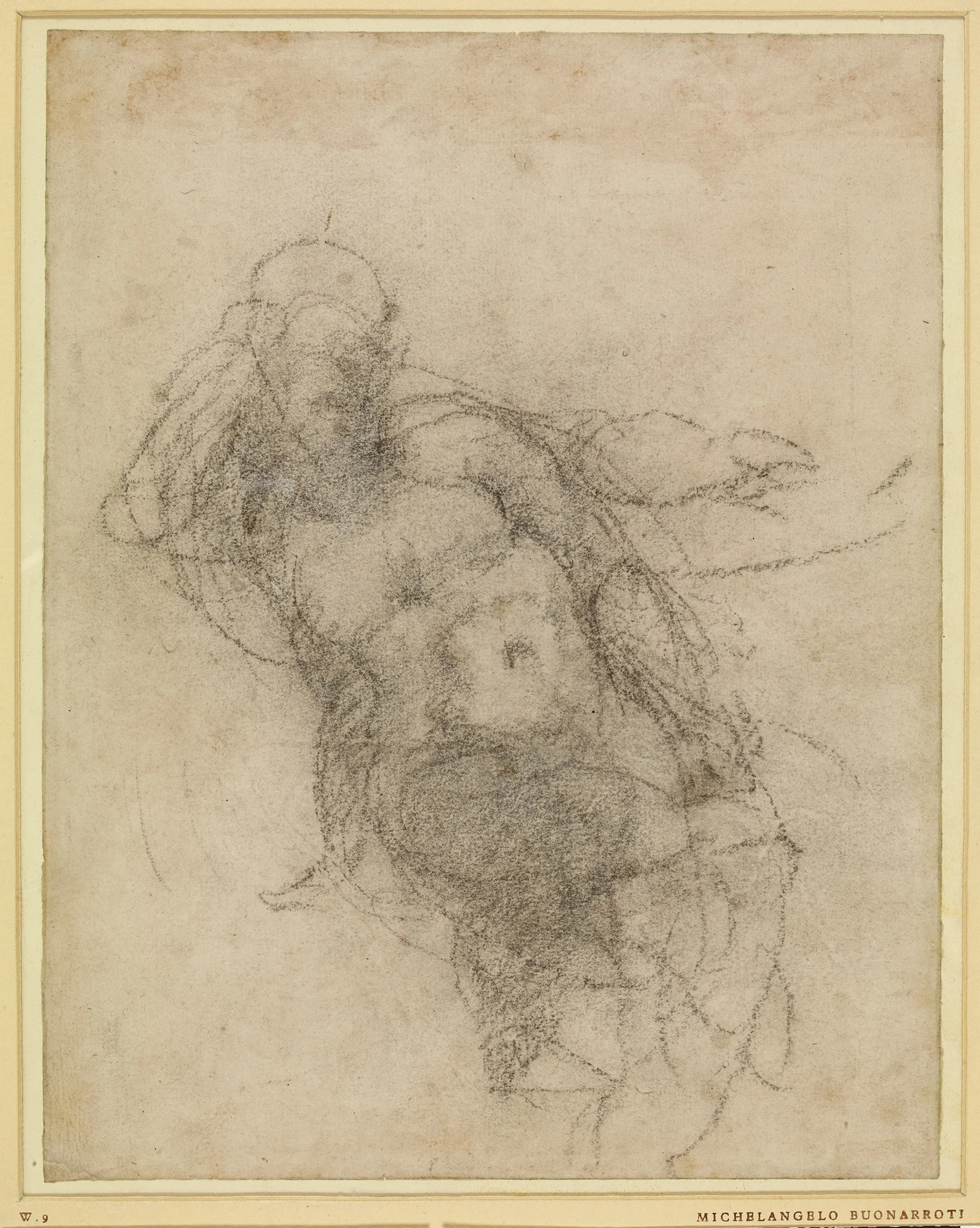 A nude figure seated to front