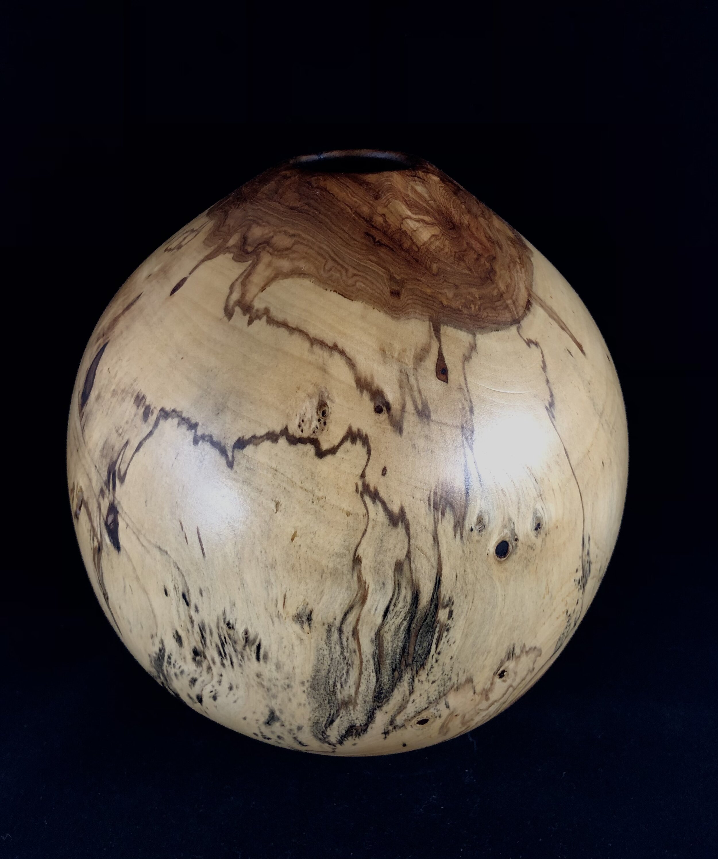 Hollow Form Sweet Gum Wood Vase with Small Opening