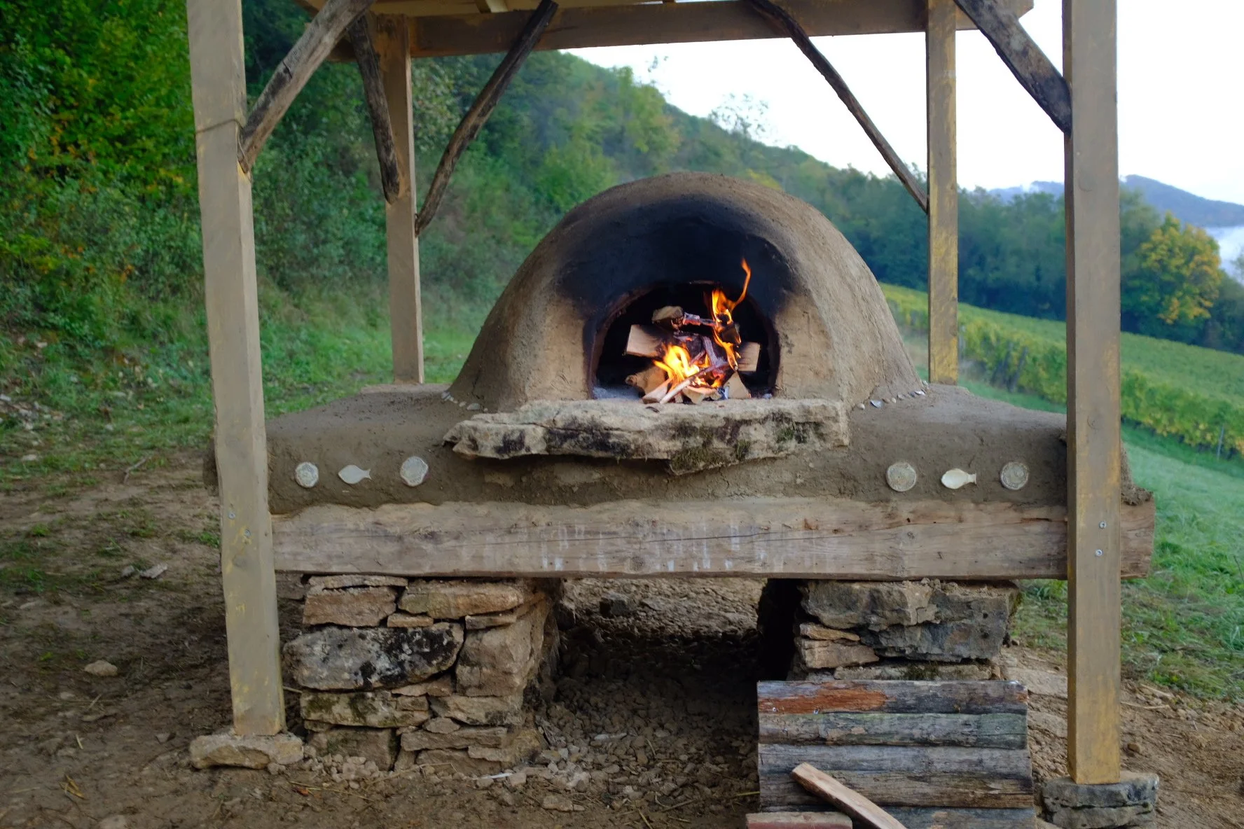 Finished clay oven at the Maison Maenad vineyard in the Jura region of France. 