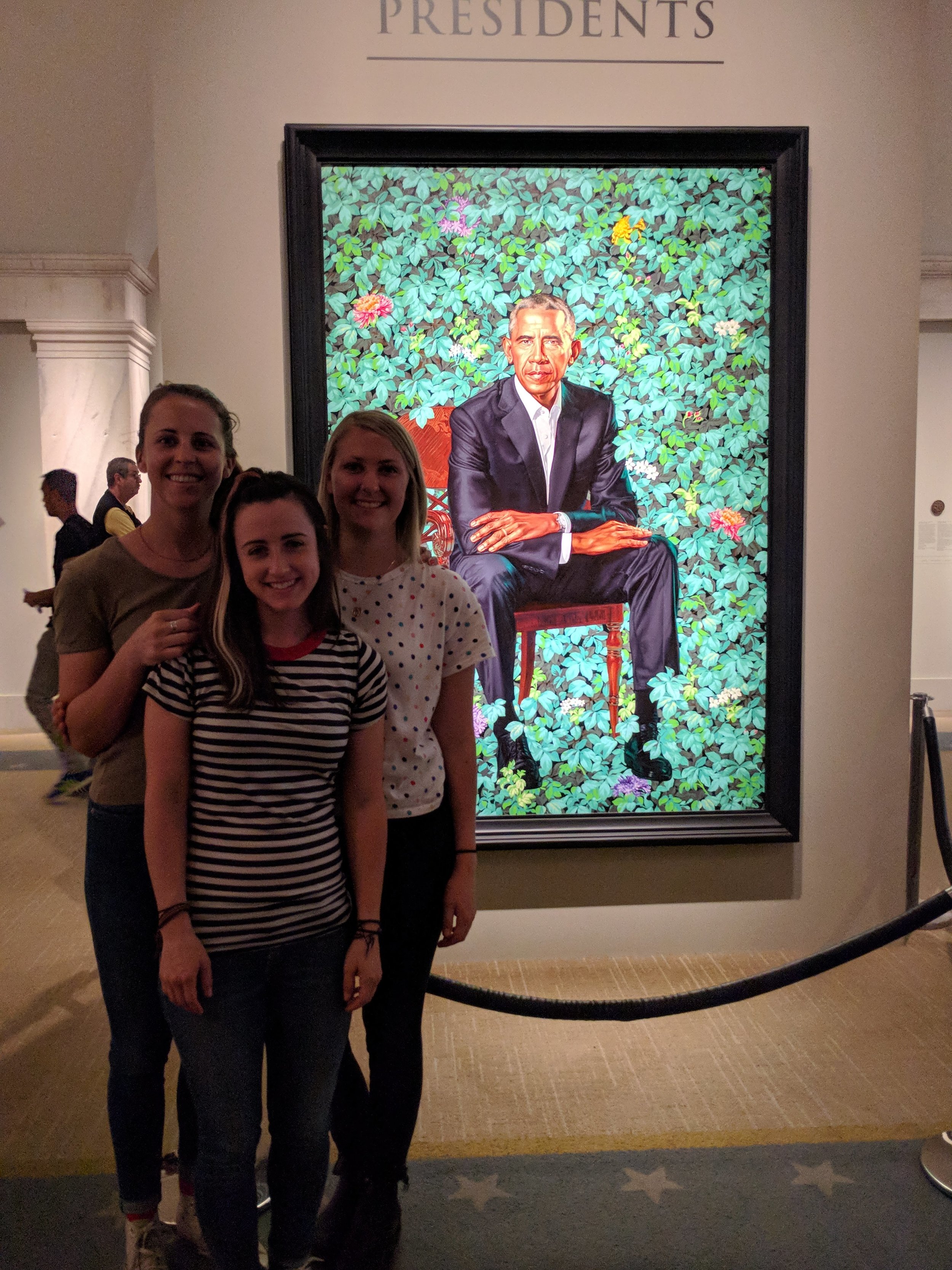  Group photo in front of Obama’s lovely portrait by Kehinde Wiley 