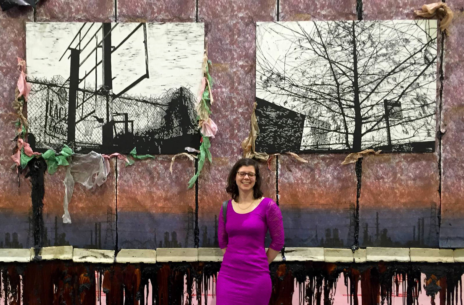 Julia in front of her MFA thesis installation.