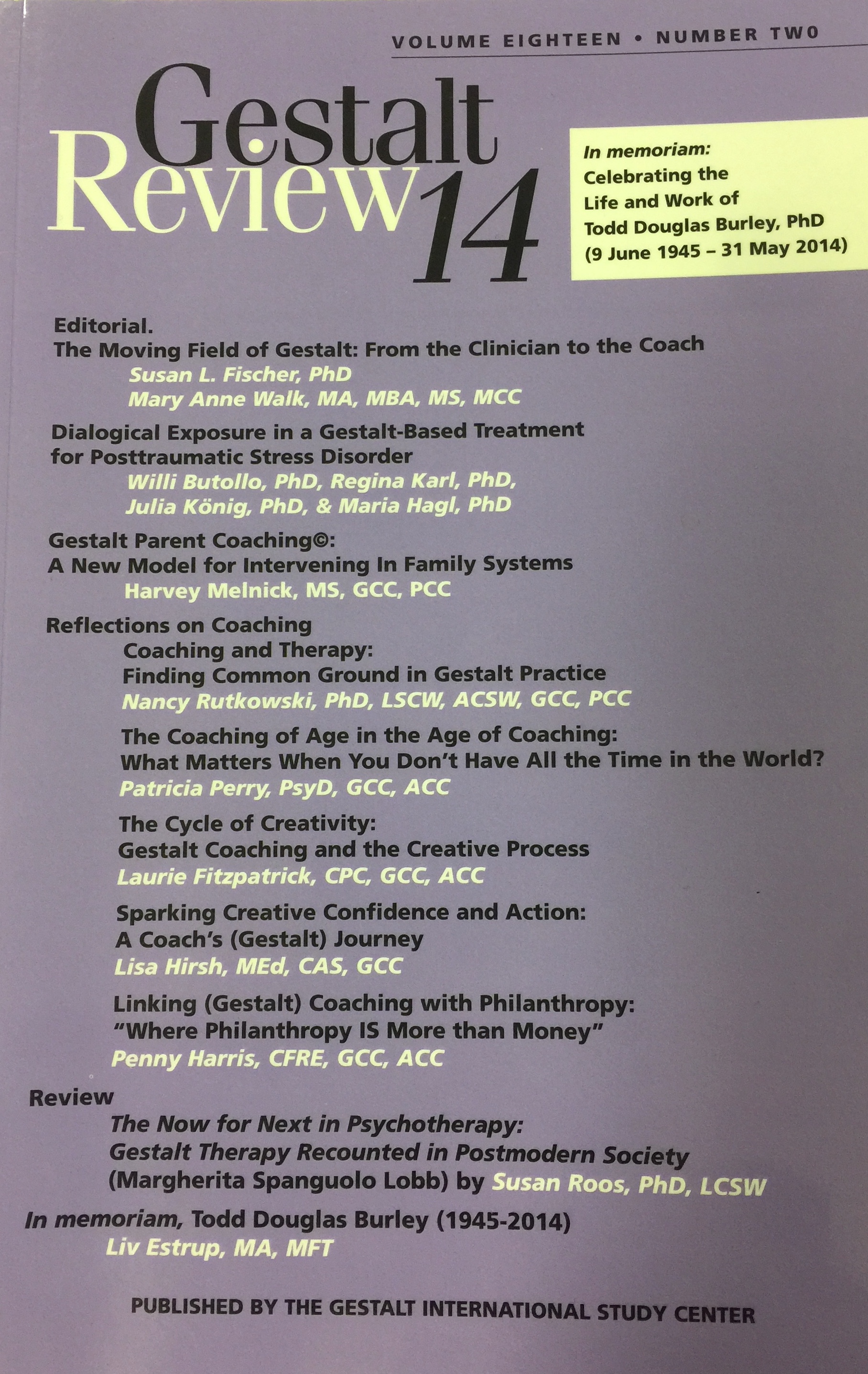 As published in the Gestalt Review