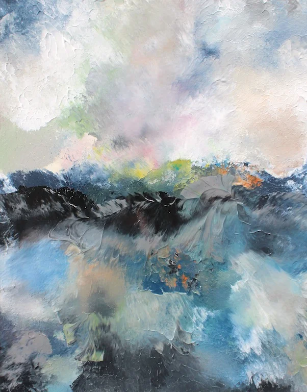 ABSTRACT SEASCAPE (I) 9" X 11" Acrylic on paper SOLD (contact for custom painting)