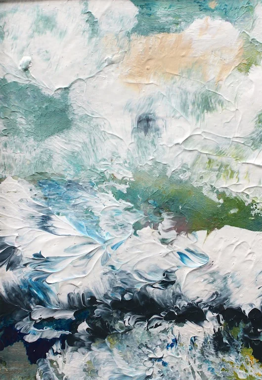 ABSTRACT SEASCAPE IN MORNING (II) 6" X 8" Acrylic on paper $125 Contact for purchasing inquiries