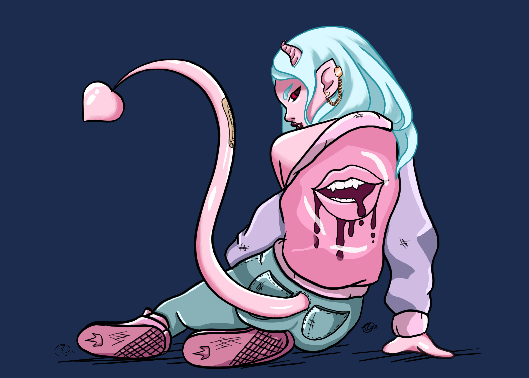 Demon Girl Illustration, Personal Original Character