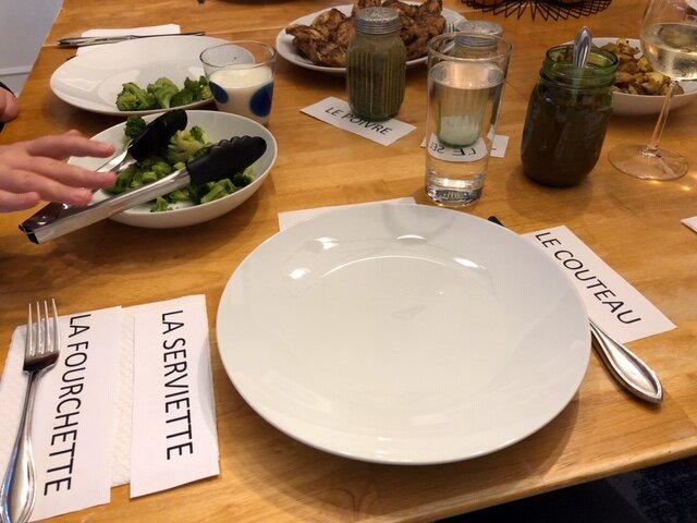Setting up the dinner table at home in French! (Let’s cook in French unit), picture from one of our Sutherland Middle school students, Fall 2019