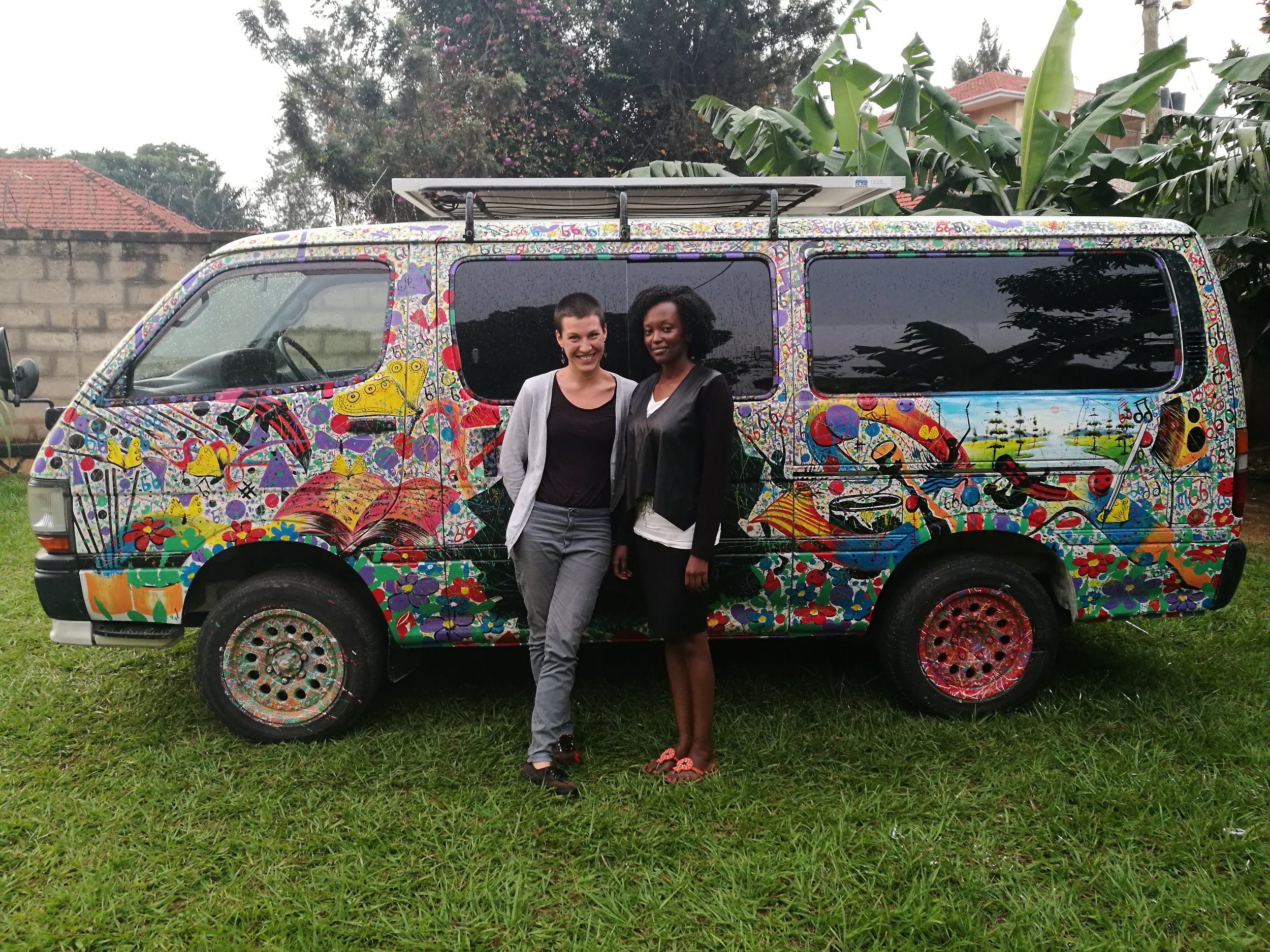 Susan and Maria in front of the Matatu