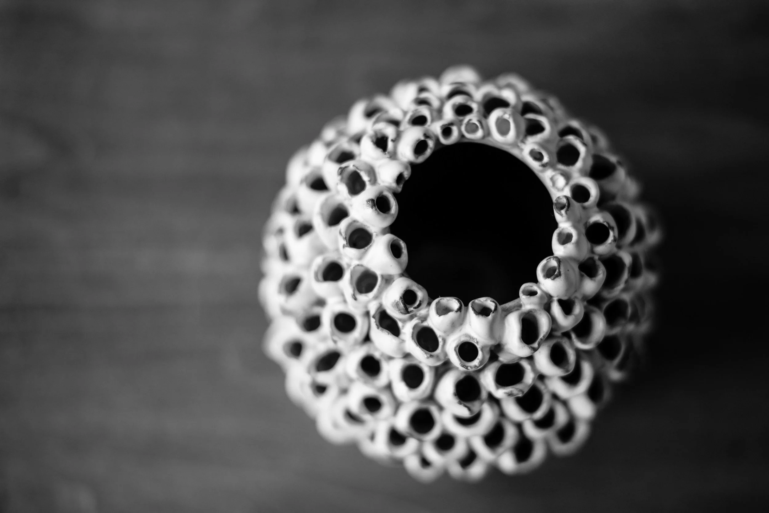 Bee Hotel. Stoneware with white glaze. Cone 10 reduction. Tammie's favorite piece. (Not for sale)