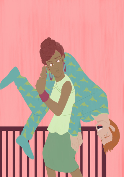  Illustration based off an article about dating advice. One woman expressed that she felt more like a babysitter than a girlfriend to her boyfriend. 