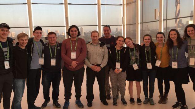 IDF Spokesman, Lt. Colonel Peter Lerner posing with the Write On For Israel 2017 students. Courtesy of Julian Biller