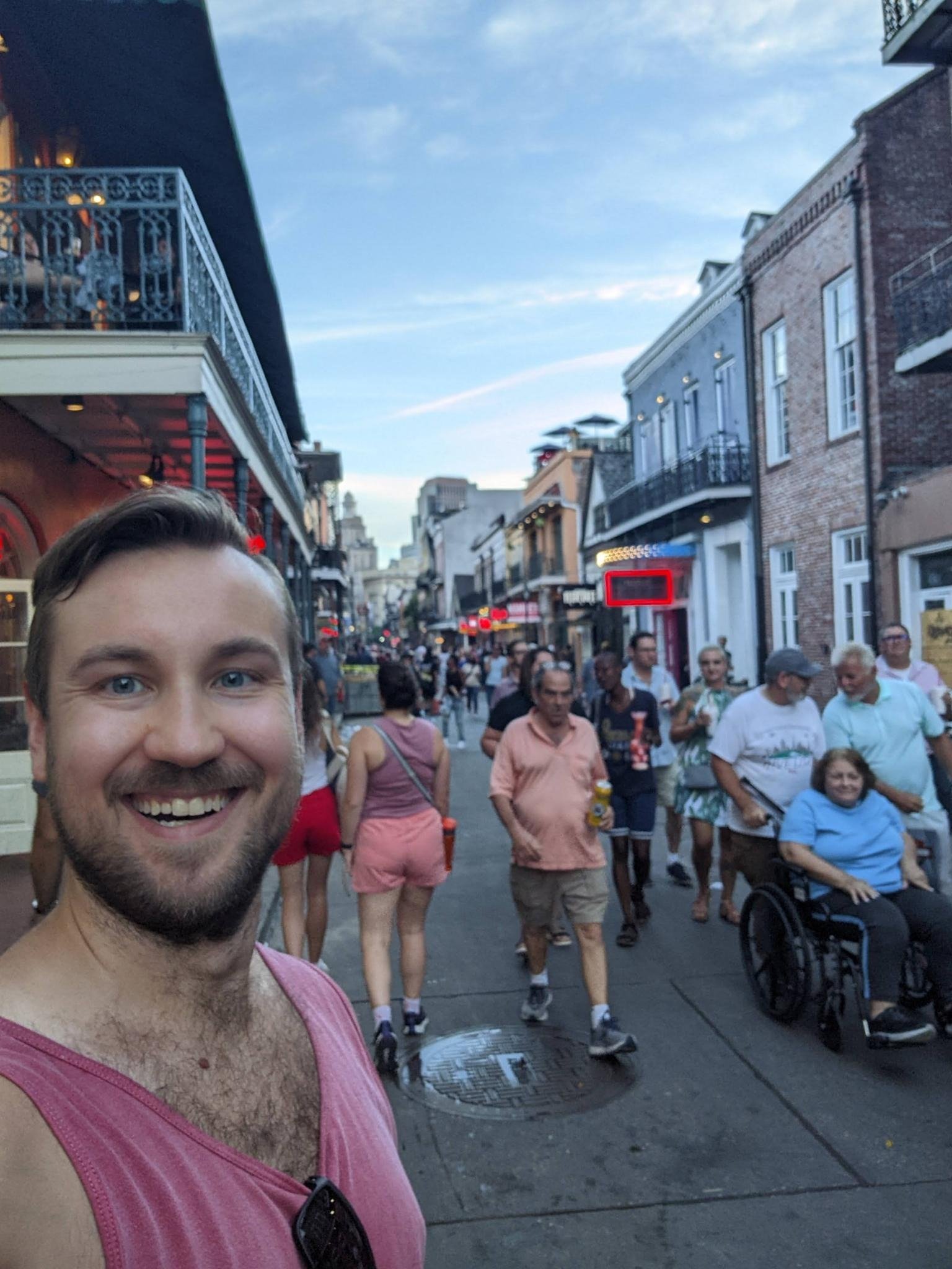 Rocking that V-neck in New Orleans!