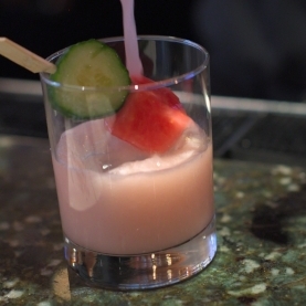 Cocktail with cucumber and watermelon