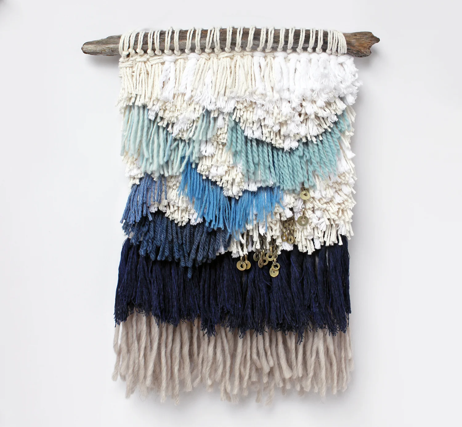 Shaggy Scallop and Tribal Fringe Weaving Woven Wall Hanging