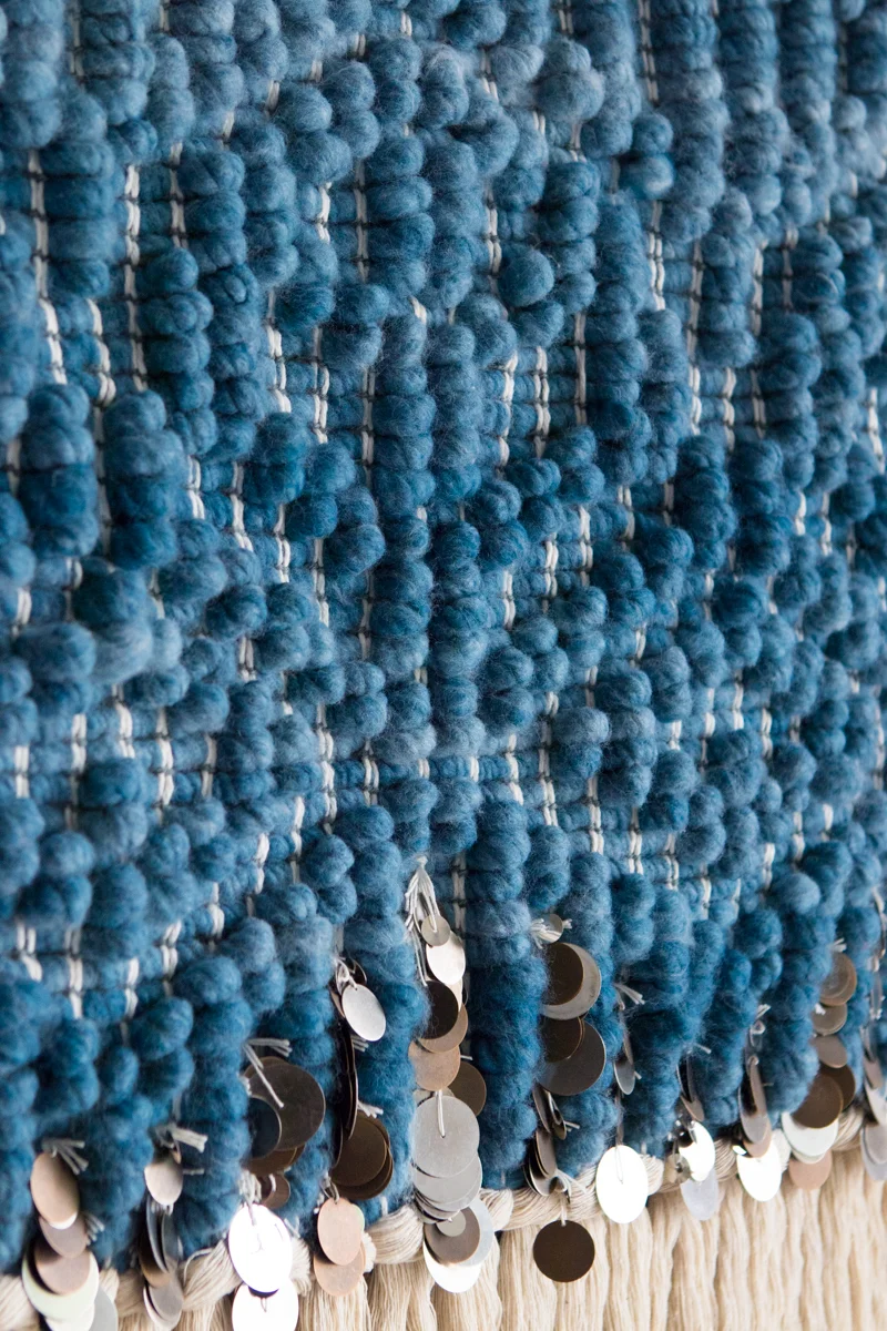 Blue Handwoven Tapestry Hello Hydrangea