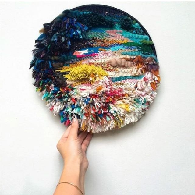 Weaving within shapes has been pulling me in again! Were you following early 2018 when I created the first triangle looms with two talented laser cutters? How fun is it to hang a fiber-filled polka dot or pyramid on your wall?? How about a whole collage of them? As you can tell, I’m still dreaming and scheming over here. 😂✨
This piece by @cathymcmurray is aptly titled, Lunar Eclipse and I love the fresh way she approached the topic and the medium. So inspiring! .
.
.
.
.
#creativity #loom #homedecor #textiles #woven #design #tapestry #loomweaving #wool #weaving #tapestryweaving #handmade #decor #interiordesign #fibreart #behemiatapestry #makersgonnamake #weave #wallart #art #weaversofinstagram #handwoven #yarn #wallhanging #fiberart #fiberartist #walldecor #tapestrydecor #mandala #textileart