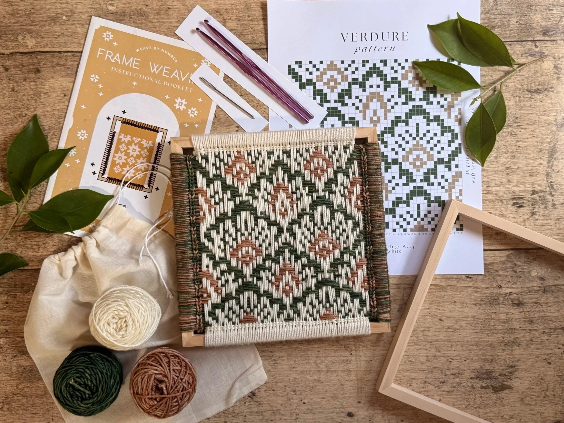 Verdure: Weave by Number. Frame Weaving Kit. Supplies + Instructions.