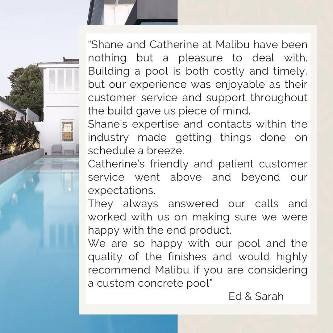 The entire team at Malibu work tirelessly to make sure your needs are met. We keep you updated with the entire process of the build and love the relationships we share with our clients. Communication is key! #poolbuildersydney#malibupools#swimmingpoo