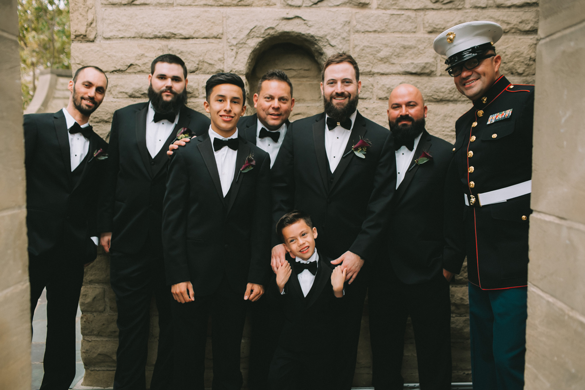 Breathtaking Contemporary Jewel Toned Fall Posh Wedding groom his son and groomsmen.jpg