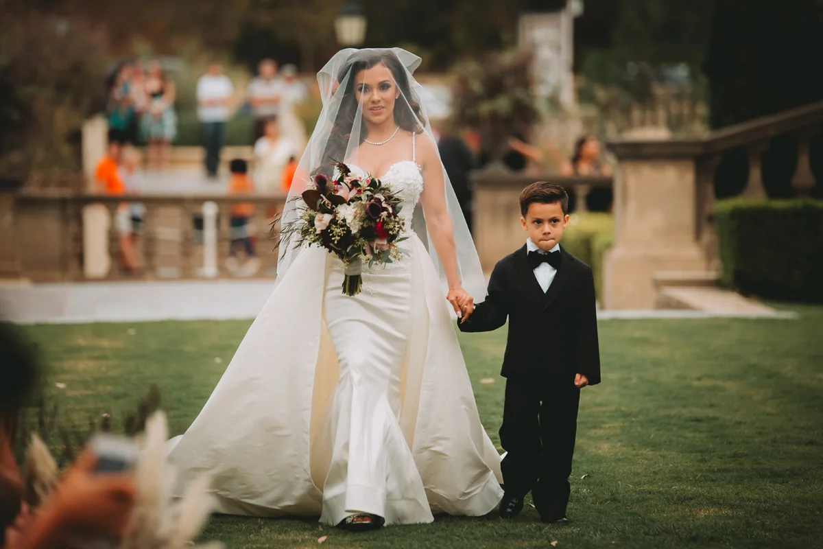 Breathtaking Contemporary Jewel Toned Fall Posh Wedding bride and her son.jpg