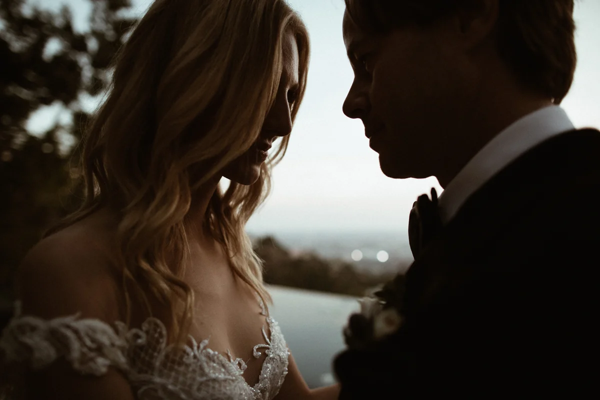 Dreamy Starry Nights Wedding bride and groom sneak a moment at sunset.jpg