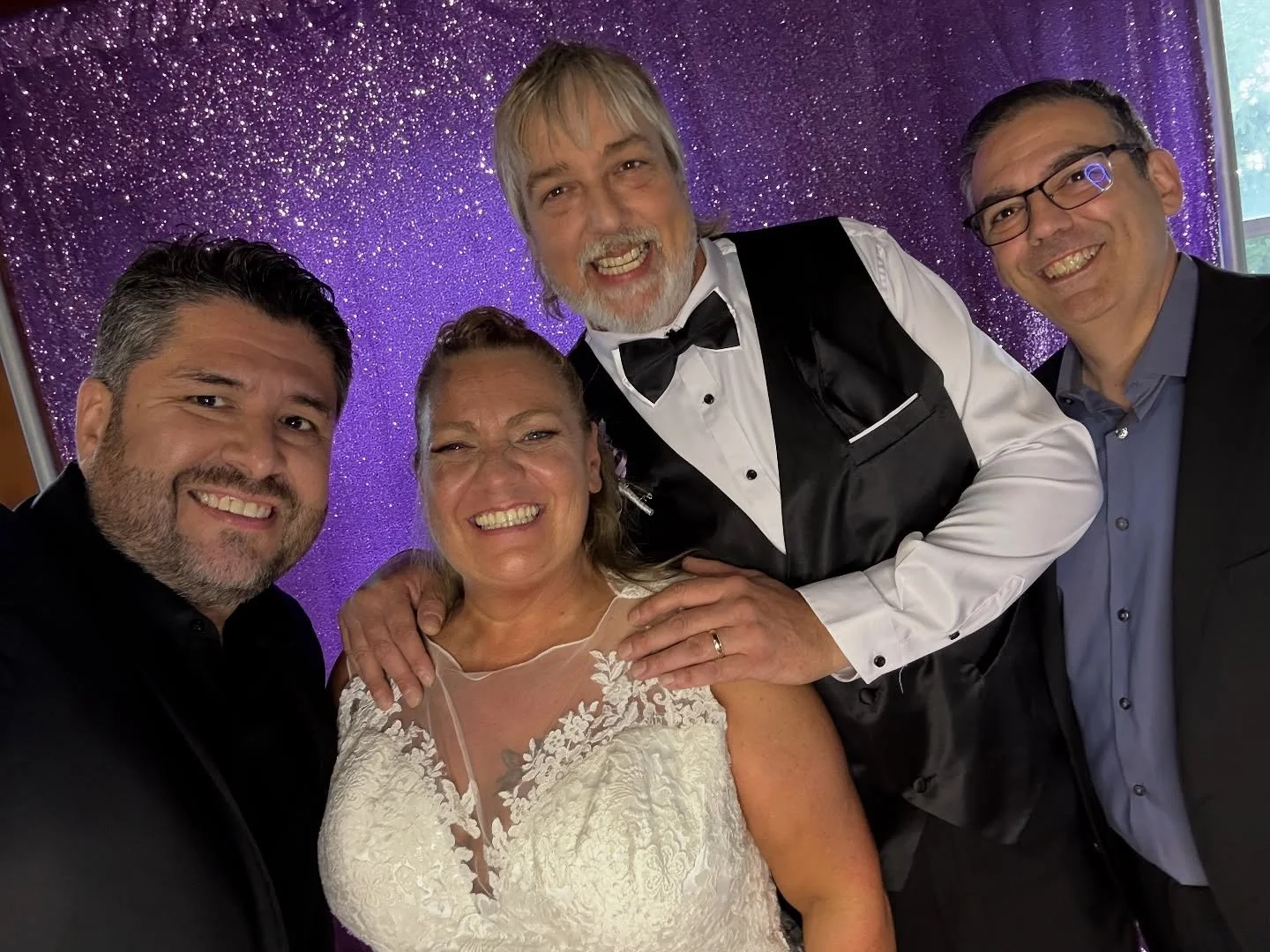 Such a fun daytime celebration with Jolene & Jason at The Barn at Hillside Park! 🌿✨ Here’s a quick selfie with MC Steve & DJ Steven D keeping the good vibes going. 🎶💍
Thank you for choosing SG Productions to be part of your special