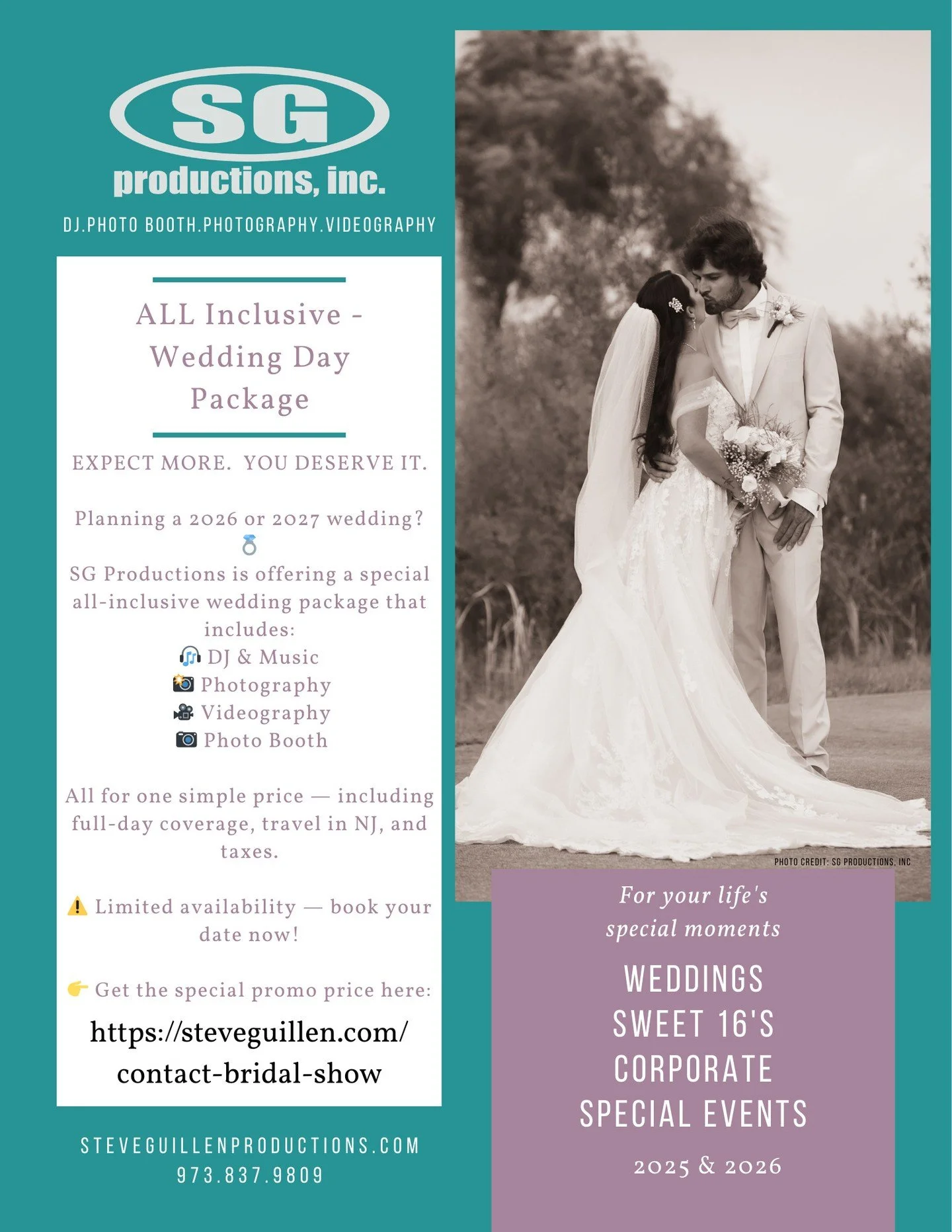 💍 Brides, stop worrying about your big day! 🎉 @steveguillenproductions has you covered with DJ, music, photo booth, photography &amp; videography &mdash; all in one package.

Save time, money, and more importantly, enjoy your best wedding ever! 💖
