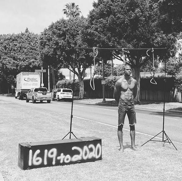 Performance Artist in front of the Beverly Hills Hotel on June 1, 2020. Photo by James Sweigert