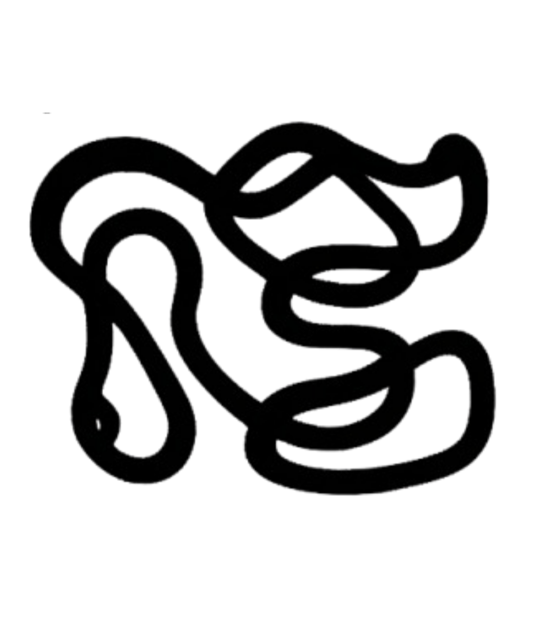 Geometric drawing of an outline square with sections divided by vertical, horizontal, and diagonal lines.
