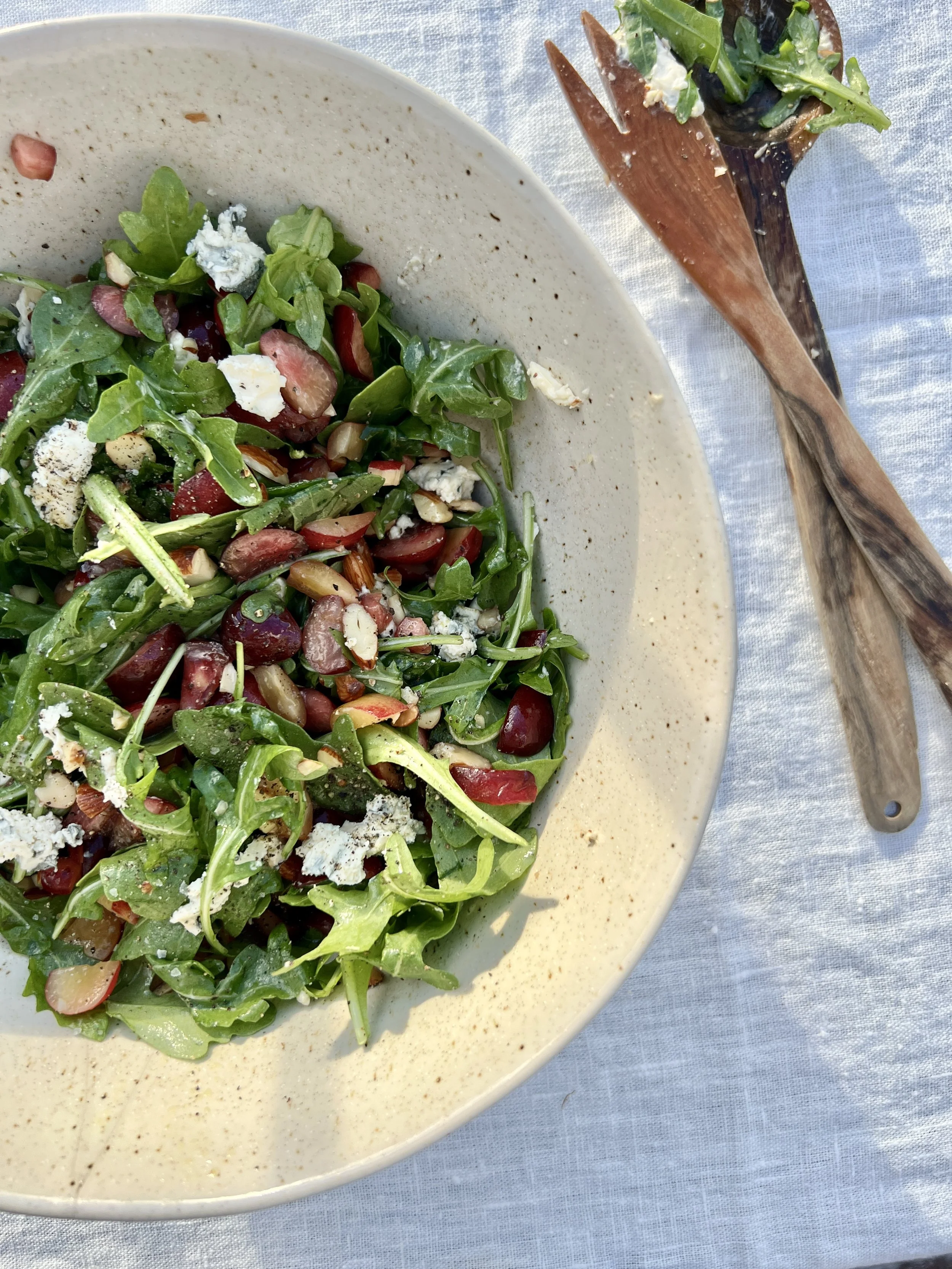 Stone Fruit and Arugula Salad with Gorgonzola and Roasted Almonds