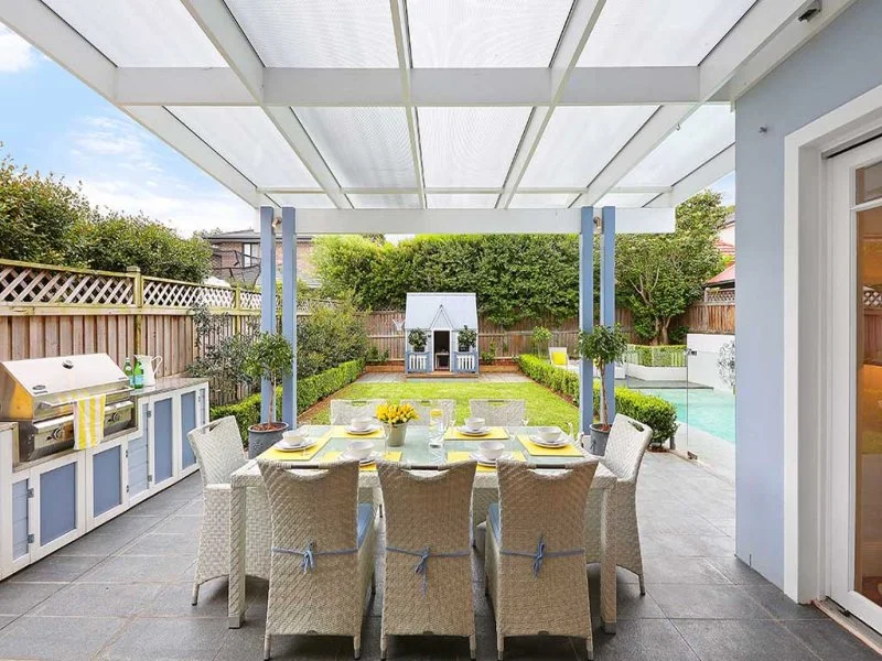 View of rear yard from alfresco