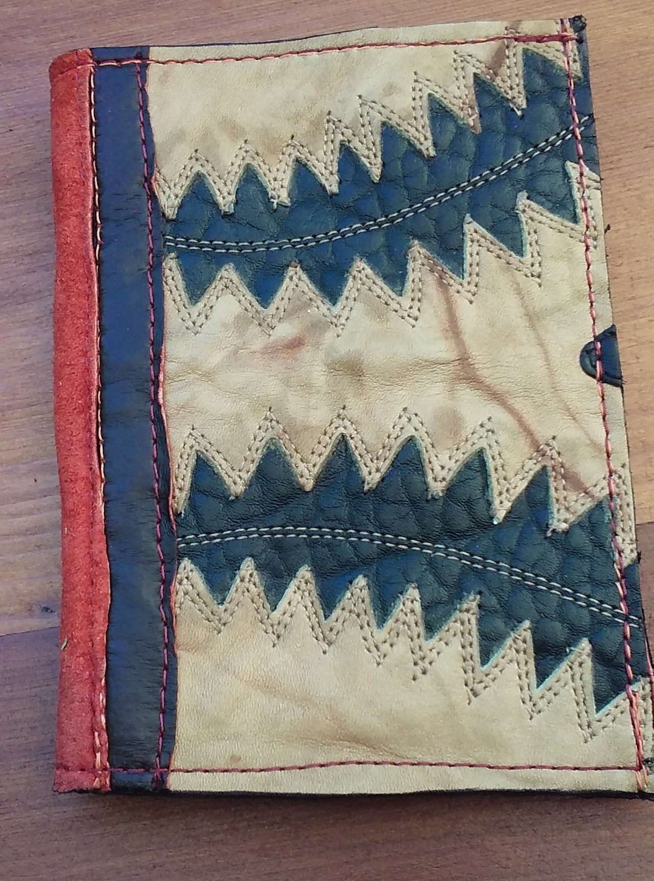 4.5"x 5.5", recycled leather and silk, $50