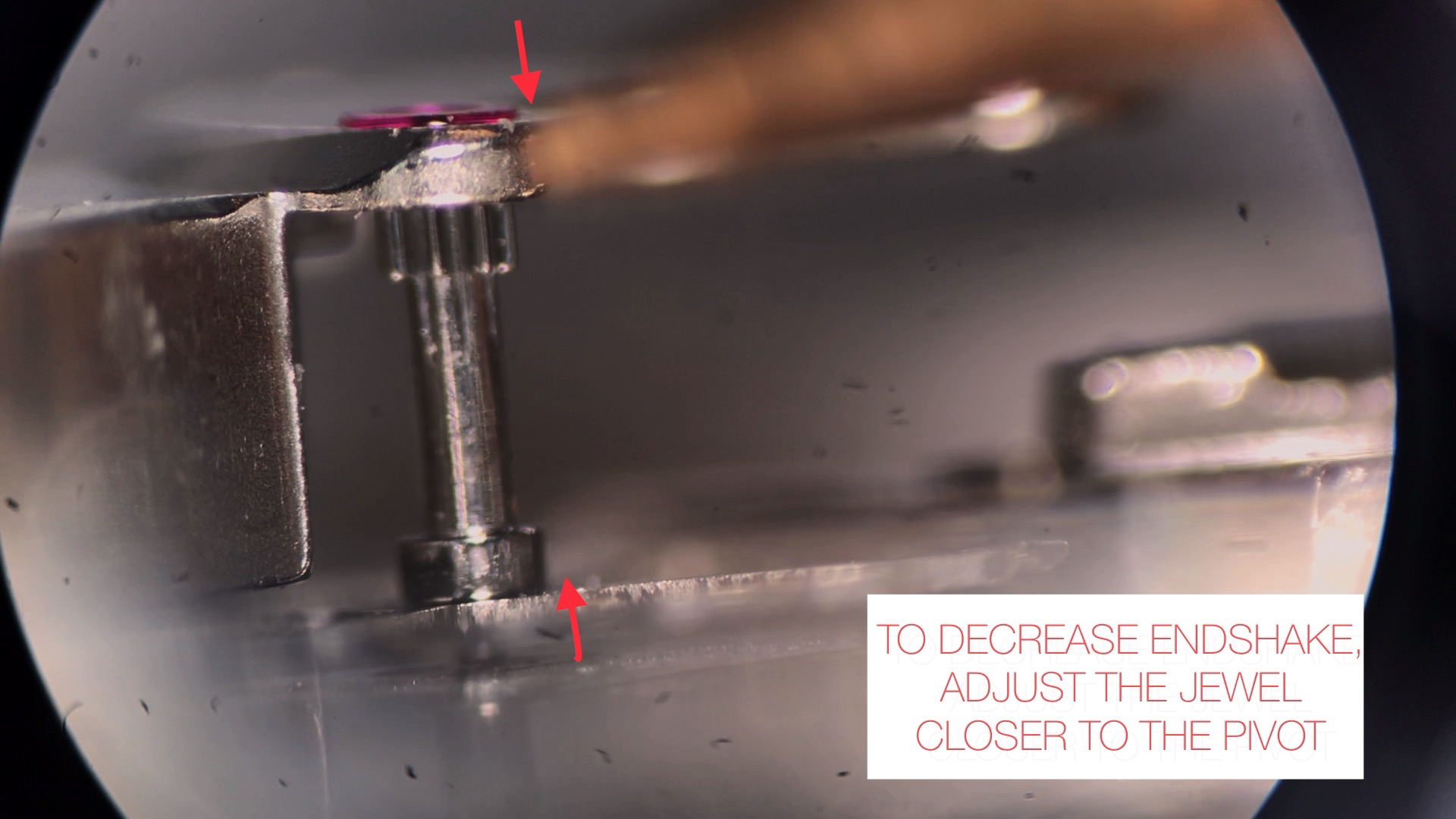 Lateral view of an Escape Wheel- showcasing how to decrease endshake