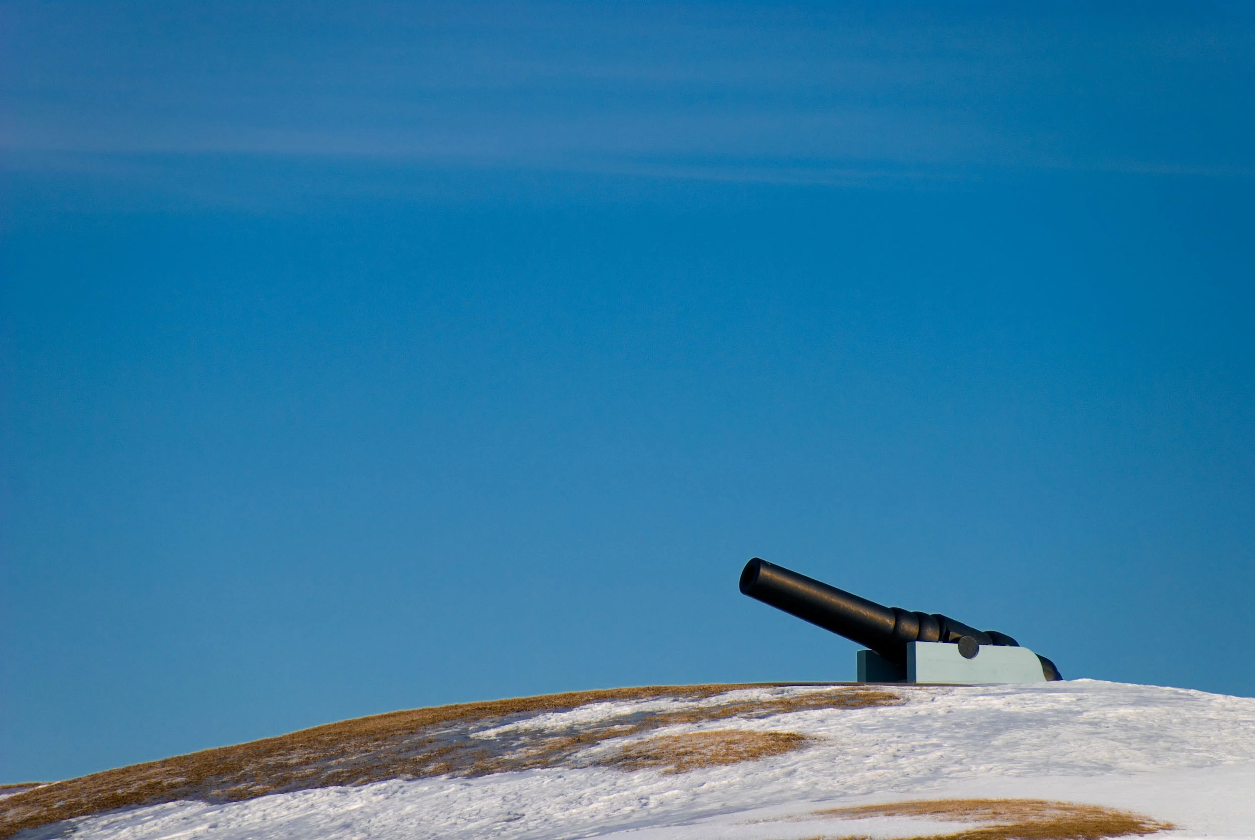 During one of the coldest winter's in recent memory, I took a trip to one of Canada's colder cities, Quebec City. It's a view of one of the cannons of the Citadelle of Quebec from the Plains of Abraham.