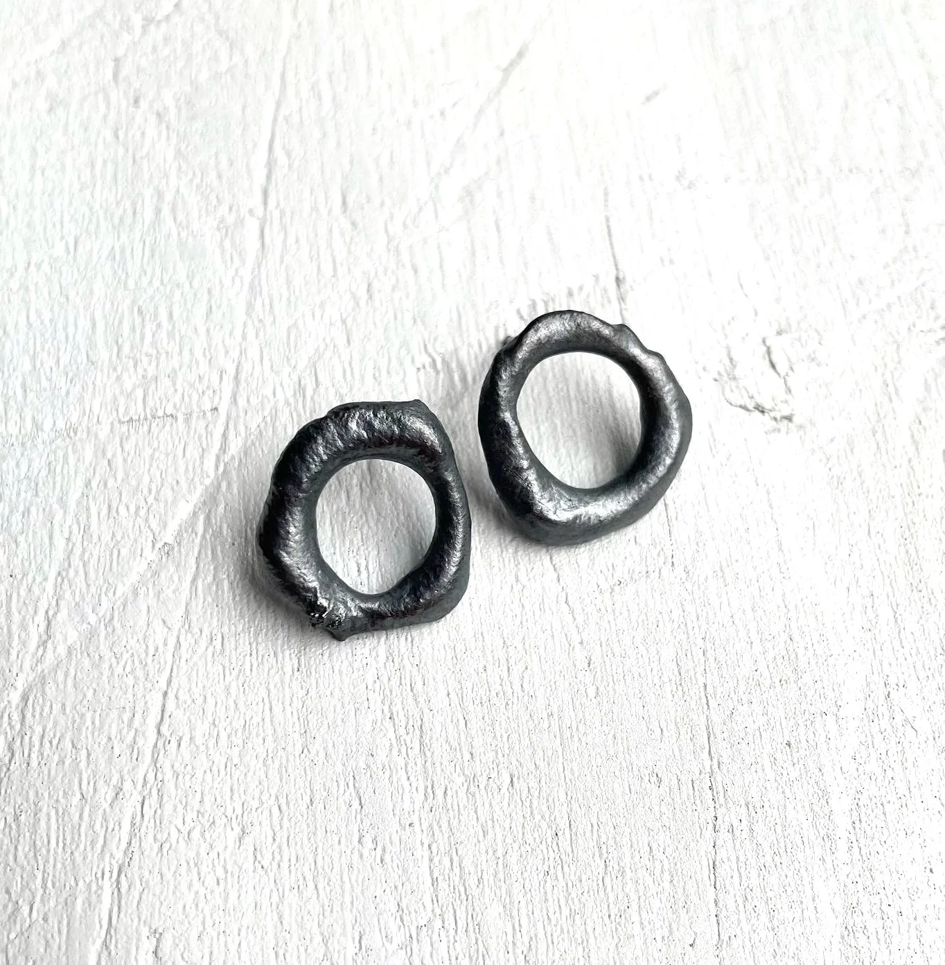 Tiny Oxidized Organic Hoop Posts