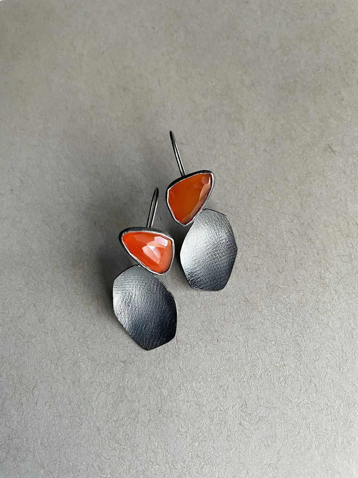 Carnelian and Oxidized Silver Dangles