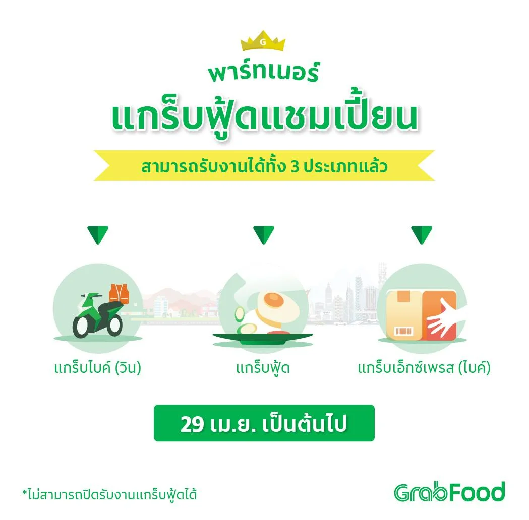 เลือกรับงานได้ทั้ง 3 ประเภท เมื่อเป็นแกร็บฟู้ดแชมเปี้ยนไฮบริด