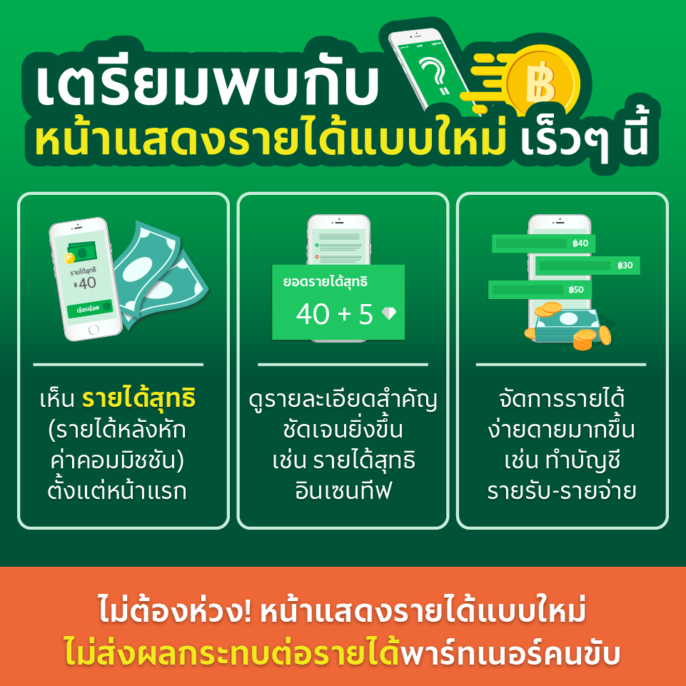 หน้าแสดงรายได้แบบใหม่ เห็น “รายได้สุทธิ” ชัดเจน (ไม่ส่งผลกระทบต่อรายได้ของผู้ให้บริการ!)