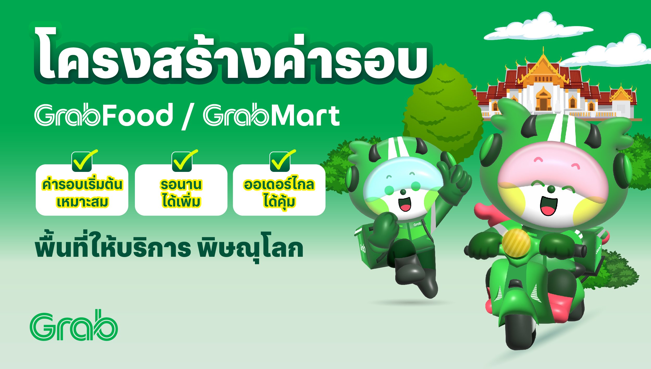 [พิษณุโลก🛵] GrabFood / GrabMart ปรับโครงสร้างค่ารอบใหม่