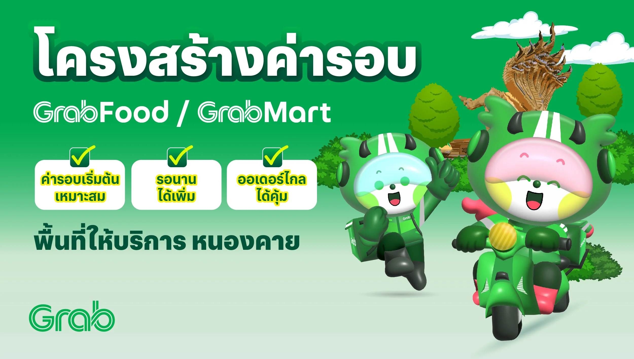[หนองคาย🛵] GrabFood / GrabMart ปรับโครงสร้างค่ารอบใหม่