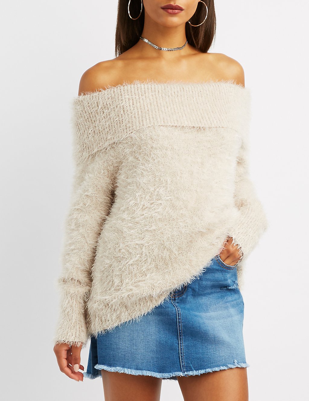 Fuzzy Plush Off-The-Shoulder Top Standard Price