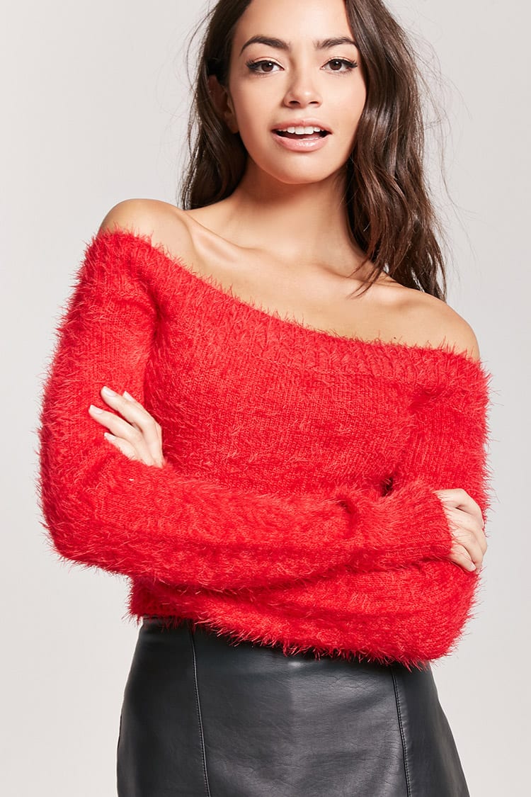 Fuzzy Eyelash-Knit Sweater