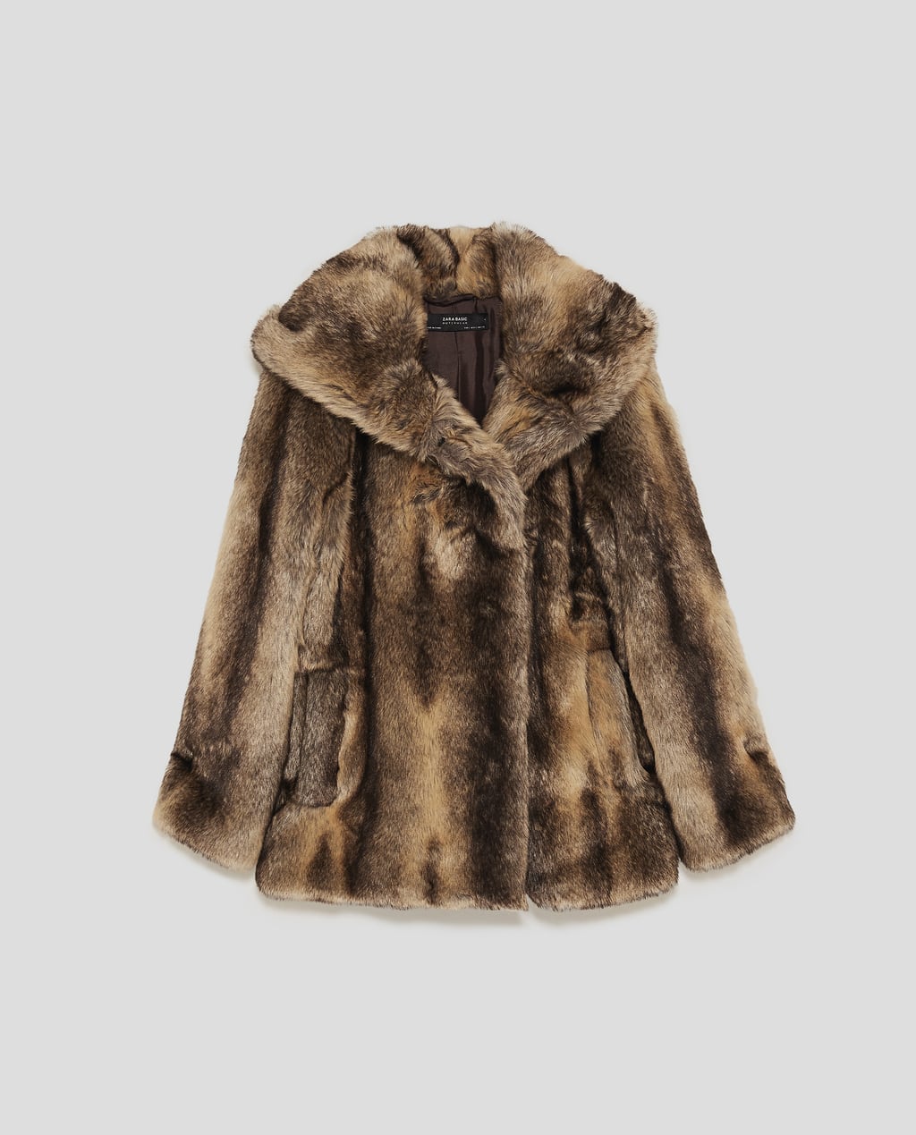 FAUX FUR TEXTURED COAT WITH HOOD