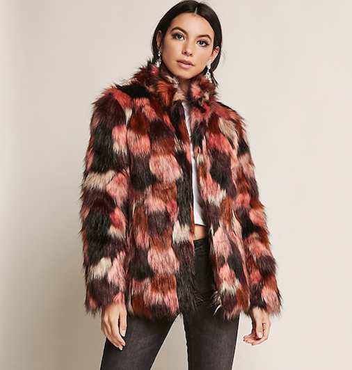 Multicolor Faux Fur Coat