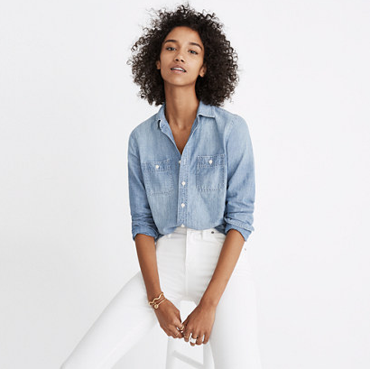 chambray classic ex-boyfriend shirt in mazzy wash