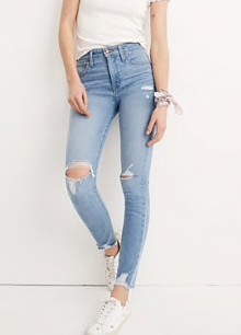 curvy high-rise skinny jeans in ontario: distressed-hem edition