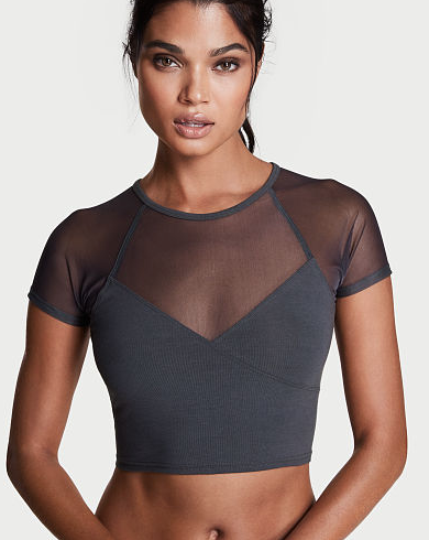 CROPPED MESH TEE