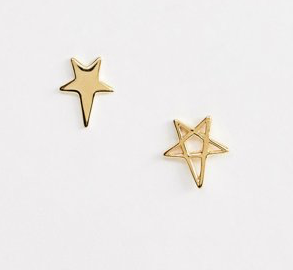 ASOS DESIGN sterling silver with gold plate studs in mismatch star