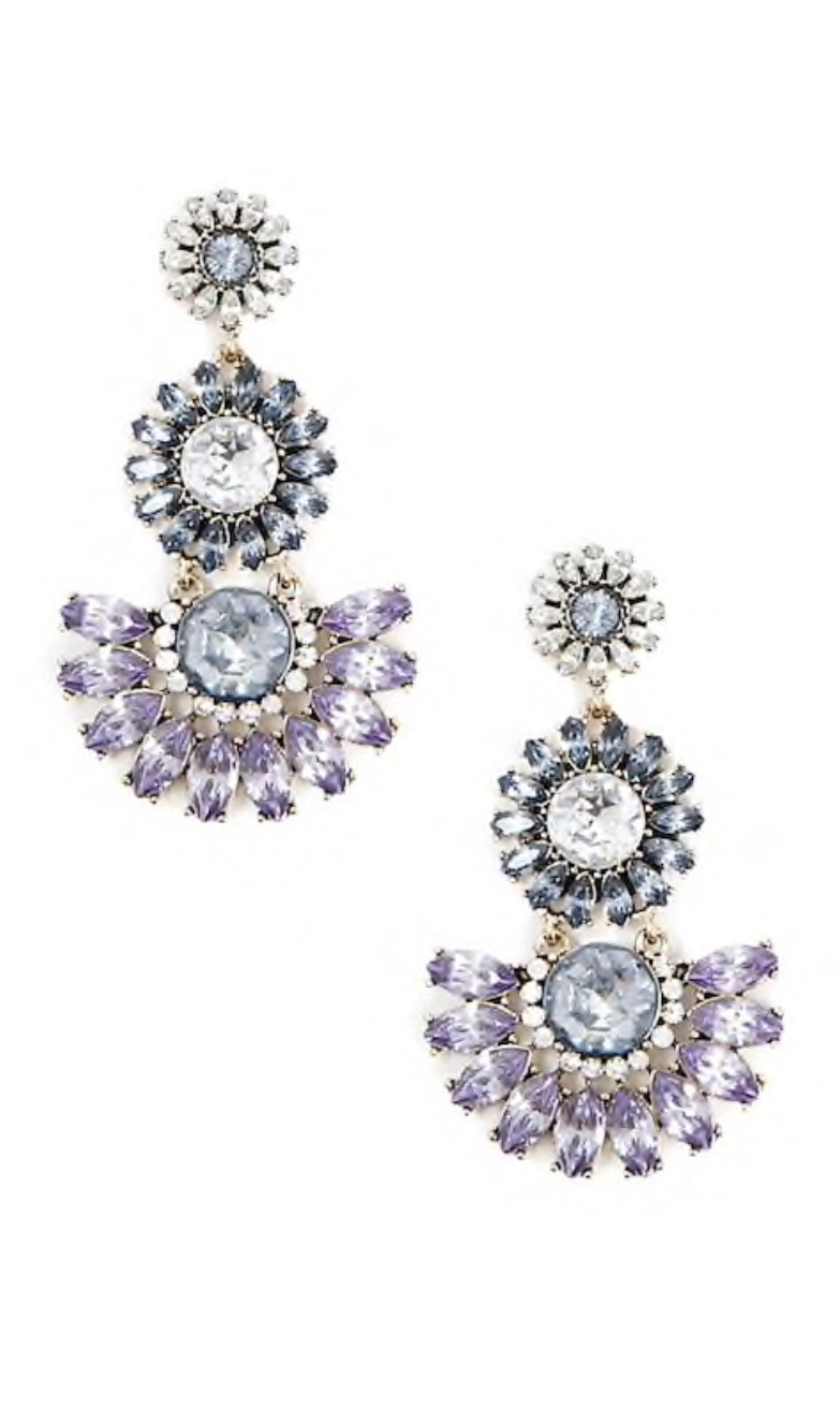 Floral Faux Gem Drop Earrings 