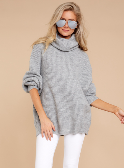 Sunday Comfort Grey Turtleneck Sweater