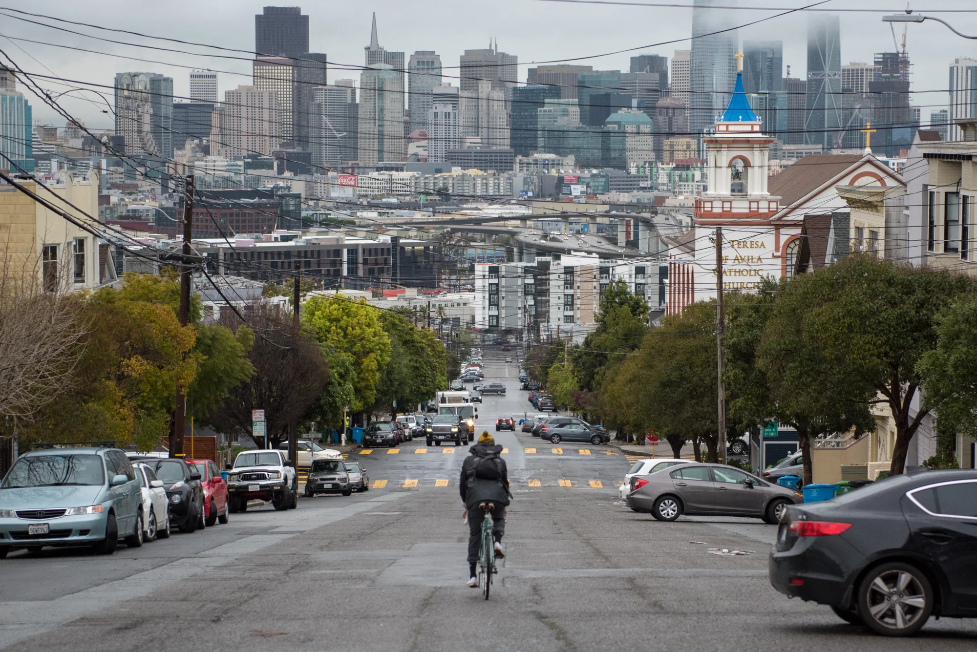 Eric Ehler rides his bike to work at Mister Jiu’s on Wednesday, March 21, 2018. Despite suffering cardiac arrest at work, Ehler still cycles to the restaurant in Chinatown most mornings. | Rosa Furneaux, Special To The Chronicle